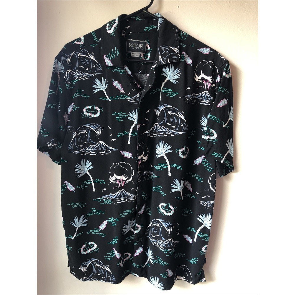 Valor Collective Mens Hawaiian Button-Up Short Sleeve Shirt Size Medium